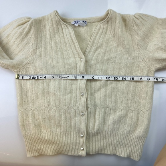 Adele Joyce Cream Lambskin Wool/Angora Rabbit Hair Buttoned Cardigan N264-31 - Picture 6 of 7